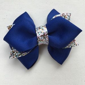 1 Pcs Hair clip glitter leather grosgrain handmade